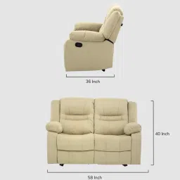 royaloak Melaka Manaul Two Seater Recliner In Beige Color image 2