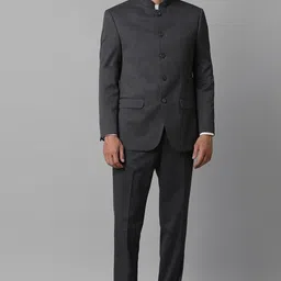 louis philippe Men Men Grey Regular Fit Textured Formal Two Piece Suit Solid Suit image 3