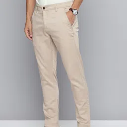 flying machine Men Slim Fit Beige Cotton Blend Trousers image 2