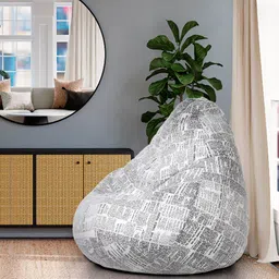 txor XXL Classic Cotton Canvas Newspaper Printed Teardrop Bean Bag With Bean Filling image 2