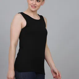 ddaspration Pack of 2 Women Solid Round Neck Cotton Blend White, Black T-Shirt image 4