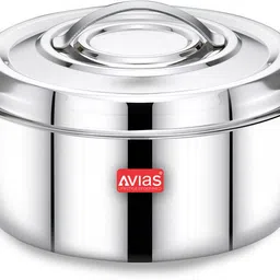 avias Premium Stainless Steel with Lid, Twist Lock, Hot Pot- Roti, Gravy, Rice Serve Casserole-picture-22