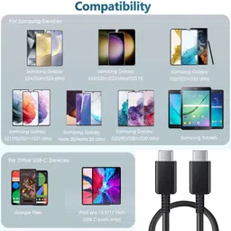 SUFO USB Type C Cable 5 A 1 m 50W/5A TYPE-C TO TYPE-C Fast Charging Cable For S24 Ultra / S24 Plus / S24 / S23 FE / S23 Ultra / S23 Plus / S23 / S22 FE / S22 Ultra / S22 Plus / S22 / S21 FE / S21 Ultra / S21 Plus / S21 / S20 FE / S20 Ultra / S20 Plus / S20 / image 3