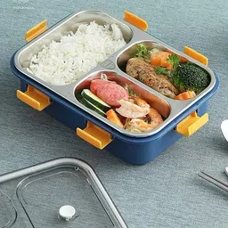 moira international Compartment -3 Sealed Leak Proof Stainless Steel For Kid's & Adult_B223 3 Containers Lunch Box image 2
