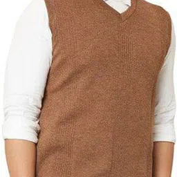 a n enterprises Men Solid V Neck Brown Sweater-picture-11