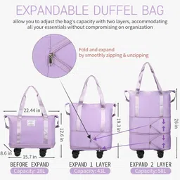 aaron inc Purple Men & Women Sling Bag Expendable Sling Bag With Wheel for Travel Large Capacity Foldable Bag^ image 3