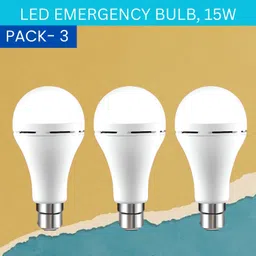 guggu 15W Rechargeable Inverter LED Bulb with Upto 4H.Power Cut Lighting Pack of_3R82 4 hrs Bulb Emergency Light image 1