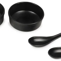 twink Melamine Soup Bowl Soup Bowl With Spoons Set of 2, 300ml Bowls for Kitchen, Microwave Oven Safe image 2