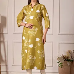 kalee Women Floral Print, Printed Cotton Blend Straight Kurta-picture-14