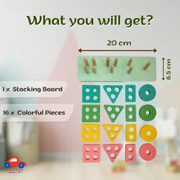 wetoytoy Wooden Shapes Stacking Sorter Geometric Board Blocks Sorting and Stacking Toys image 5