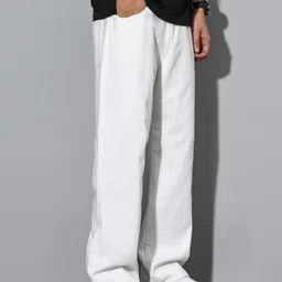 markview Men Loose Fit Mid Rise White Jeans image 3