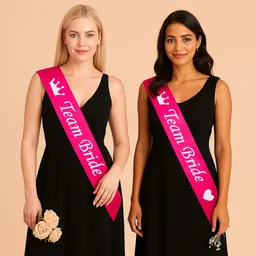 decor propz Team Bride Pink and Bride to Be Black Sash 3 Pcs Combo for Bachelorette Party image 2