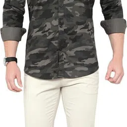 gritsmad Men Regular Fit Printed Curved Collar Casual Shirt image 3