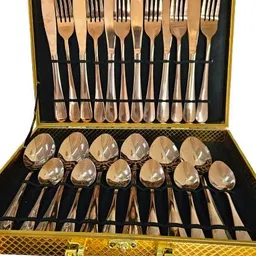 fashmee enterprises 24 PCS ROSE GOLD CUTLERY SET Steel Cutlery Set-picture-12