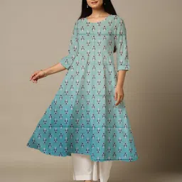 Women Floral Print Cotton Blend Anarkali Kurta-image-88