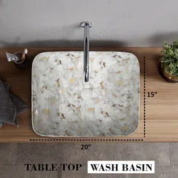 watero Designer Ceramic Washbasin(W-J-X-1034) With Waste Coupling & Pipe Set (20x15x5)(M-J-Z-1001-Matt) Table Top Basin image 4