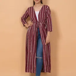 DAEVISH Women Printed Front Tie-Up Longline Bohemian Tie-Up Shrug image 1