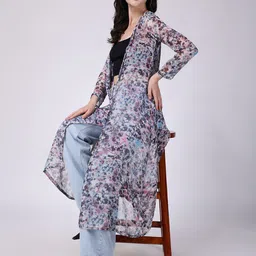 SCORPIUS Printed Chiffon Open Front Longline Shrug-picture-19