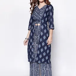 Sera Women Printed Ethnic Longline Cotton Indigo Shrug-picture-51