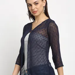 Rute Women Cotton Self Design Open Front Shrug image 3