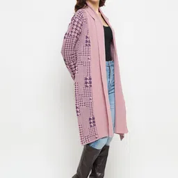 CREATIVE LINE Geometric Self Design Longline Woolen Shrug image 3