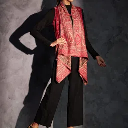 Zamour Woven Design Longline Cape Shrug image 4