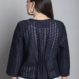 Dressitude Self Design Longline Cotton Open Front Shrug image 4