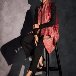 Zamour Woven Design Longline Cape Shrug image 3