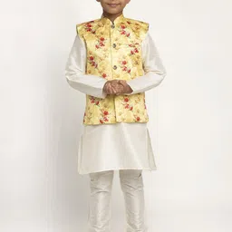 KRAFT INDIA Boys Off White Dupion Silk Kurta with Churidar-picture-48