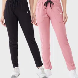 modeve Pack of 2 Women Solid Black, Pink Track Pants image 3