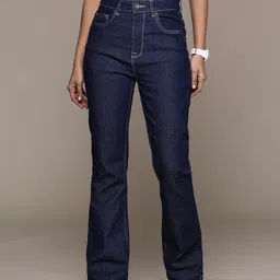 Women Boot-Leg Mid Rise Dark Blue Jeans-image-64