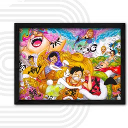 One Piece Wano Arc Group Framed Poster | Luffy, Big Mom, Chopper, & Crew Wall Art | Vibrant Manga Color Spread A4 Print Photographic Paper-image-7