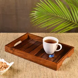 s f enterprises Wooden Serving Tray, Tea/Coffee, Snacks Serving Platter for Table & Kitchen used Tray image 1