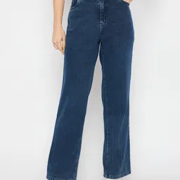 novio Women Loose Fit High Rise Dark Blue Jeans-picture-27