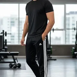 falak textile Men Solid Black Track Pants image 2