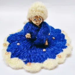 anyfashion size 7 Laddu Gopal Woollen Designing Moti Dress with Cap Beautiful Winter Dress Dress image 5