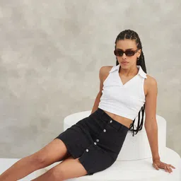 Women Solid Flared Black Skirt-image-63