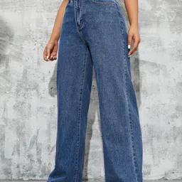 ann springs Women Boyfriend High Rise Dark Blue Jeans image 3