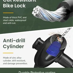 oxygen Heavy Duty Cycle Lock – Steel Cable with 2 Keys for Bike, Scooter & More Bicycle Lock image 5