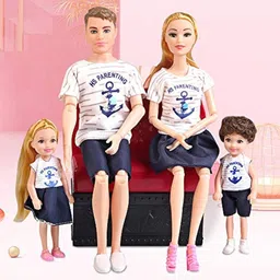 ladli Family Doll Set- Father, Mother, Daughter, Son – Movable Arms & Legs for kids image 4