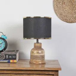 sapphire Fabric Wood Table Lamp With Shade image 2
