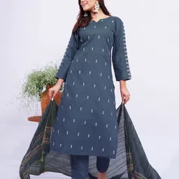 aradhna Women Cotton Rayon Kurta Pant Dupatta Set image 1