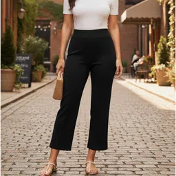 blacktail Women Regular Fit Black Polyester Trousers-picture-26