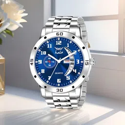 hala All Blue| Date & Time |Minimalist | Premium | Stainless Steel | Water Resistant Analog Watch - For Men HL 8188 Day & Date Display image 5