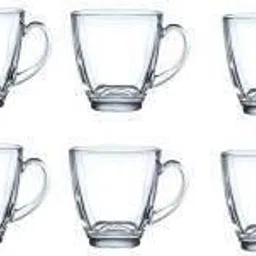 srutva fashion Pack of 6 Glass Crystal Clear Square 205ML Tea & Coffee Glass Cup Set of (6) (Clear) image 2