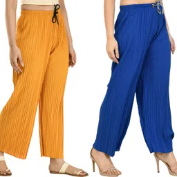 gladly Pack of 2 Women Relaxed Multicolor Lycra Blend Trousers-picture-16