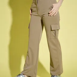 naida Woman Lycra Blend 4 Pocket Solid Full Length Cargo Pant & Trouser Women Cargos-picture-15
