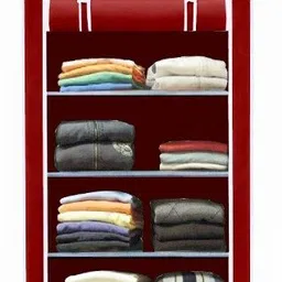 maroon 4 shelf PVC Collapsible Wardrobe-image-3