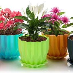 wintrezza® Crystal Flower Pots with tray for Home & Decoration Planters Plant Container Set image 3