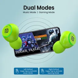 portronics Harmonics Twins S13 in Ear Earbuds With Mic,24H Playtime,Game/Music Mode,BT5.3v Bluetooth Gaming Headset image 4